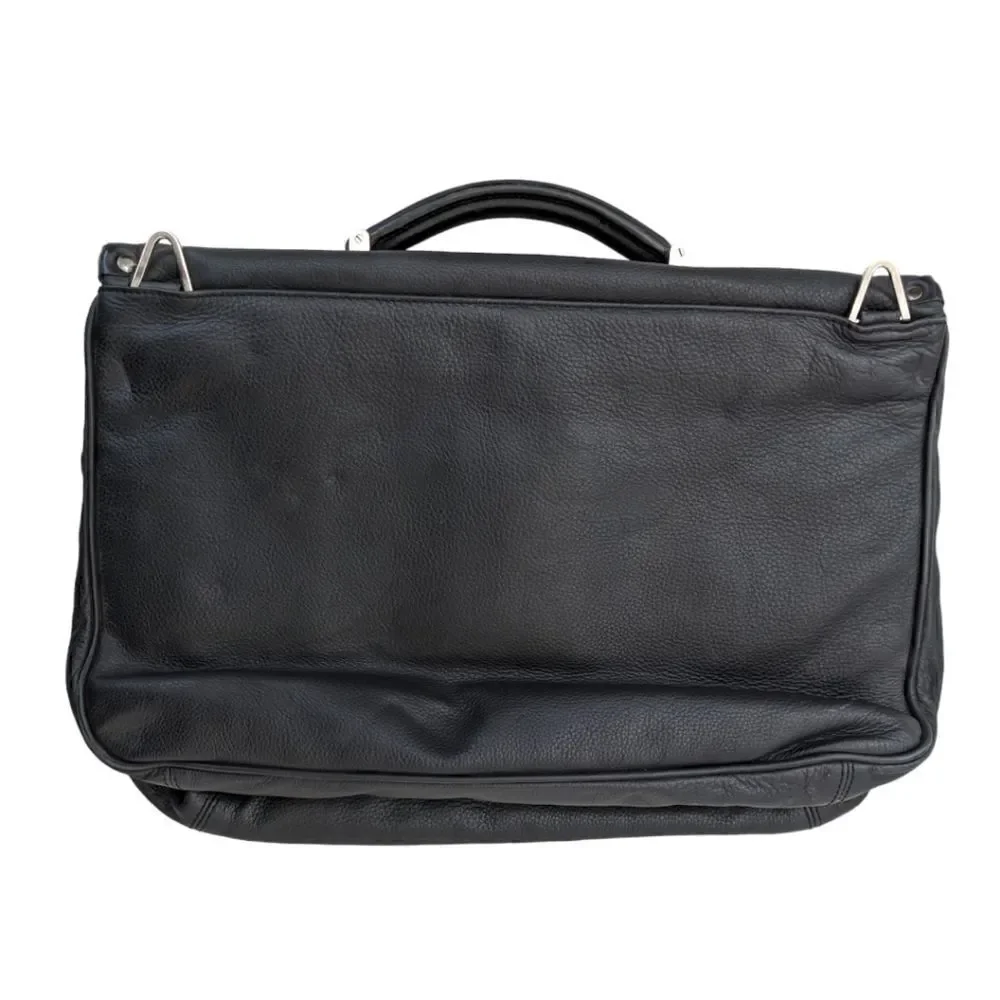 A.G. Spalding & Bros. New York Black Leather Messenger Briefcase Work & Office